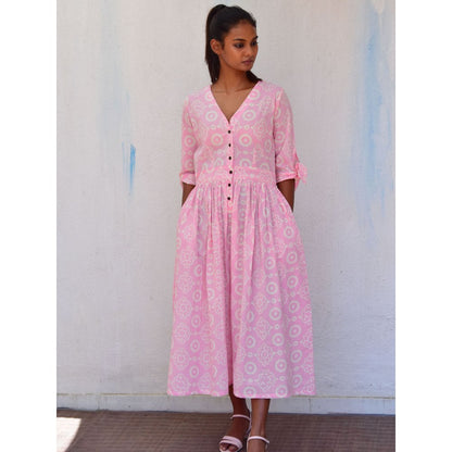 Chidiyaa Smell of Rain Gulpha Hand Block Printed Cotton Dress