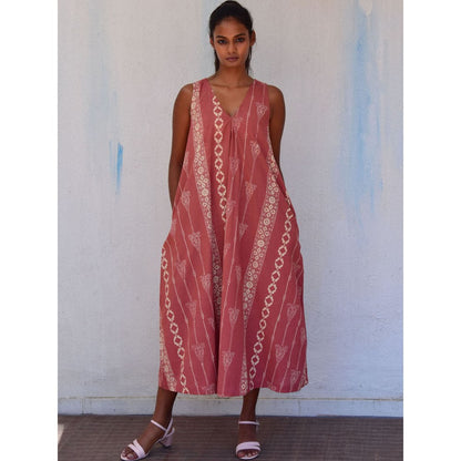 Chidiyaa Smell of Rain Rusted Bells Hand Block Printed Cotton Dress