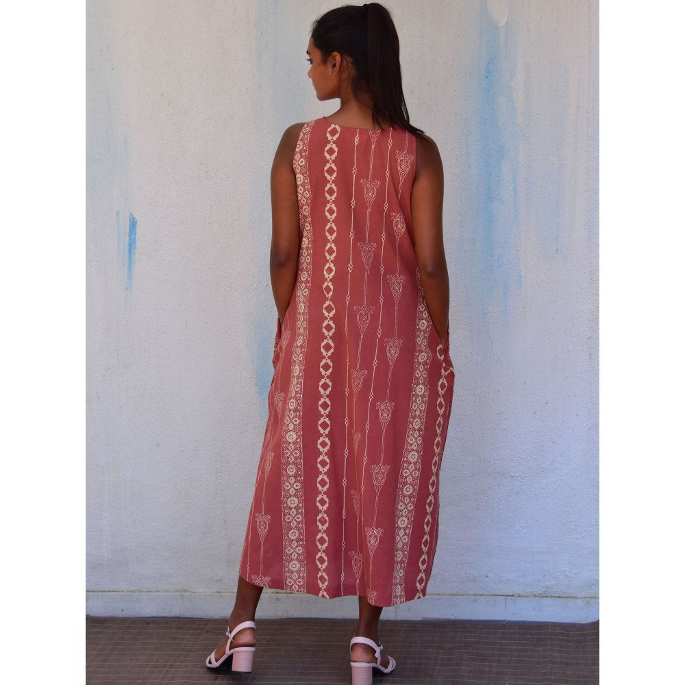 Chidiyaa Smell of Rain Rusted Bells Hand Block Printed Cotton Dress
