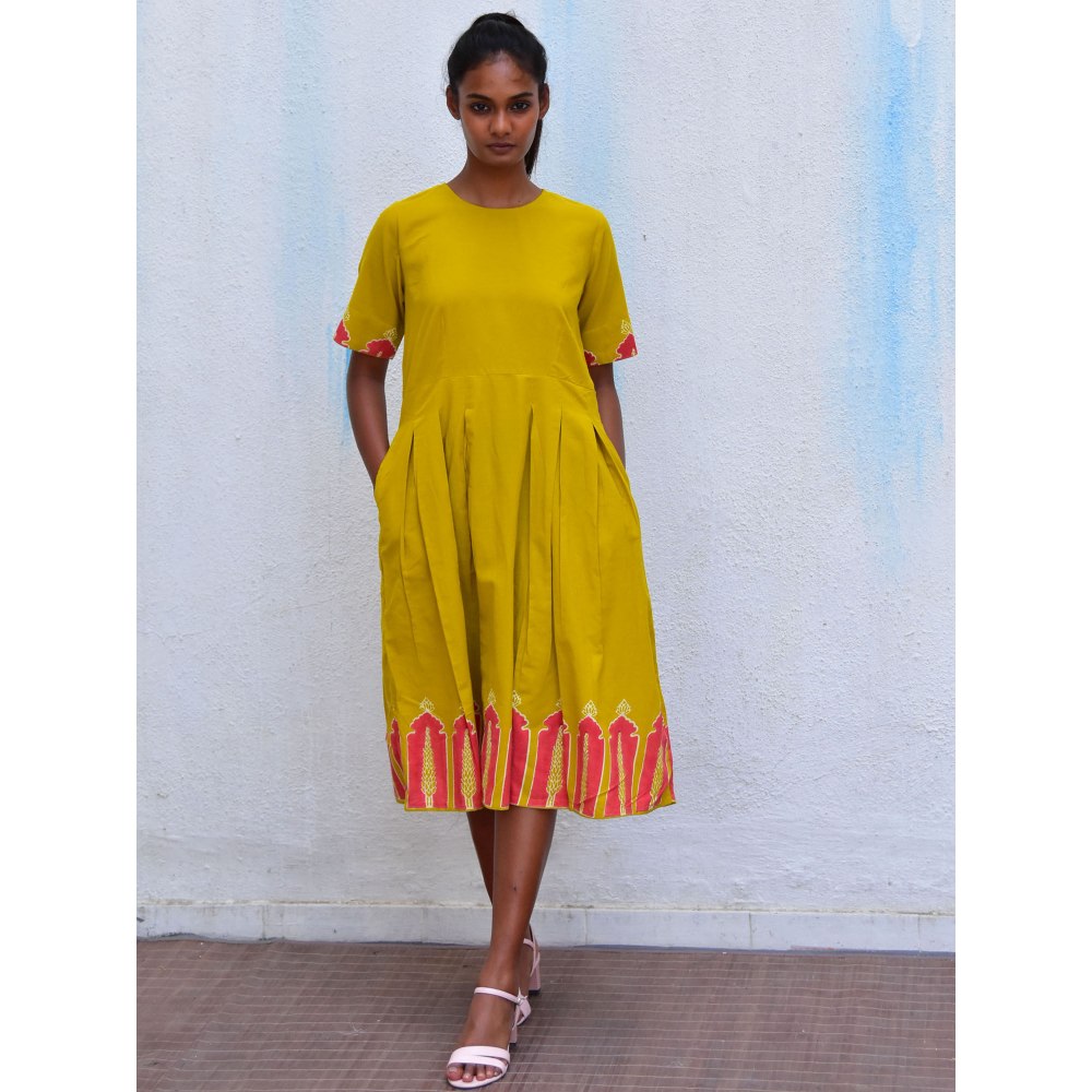 Chidiyaa Smell of Rain Buttercup Hand Block Printed Cotton Dress