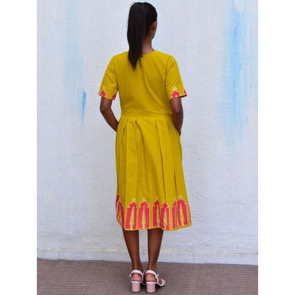 Chidiyaa Smell of Rain Buttercup Hand Block Printed Cotton Dress