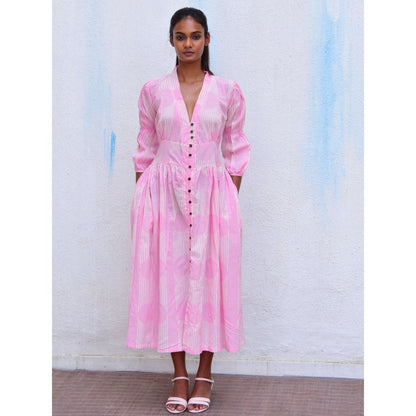 Chidiyaa Smell of Rain Cheri Phool Hand Block Printed Cotton Dress