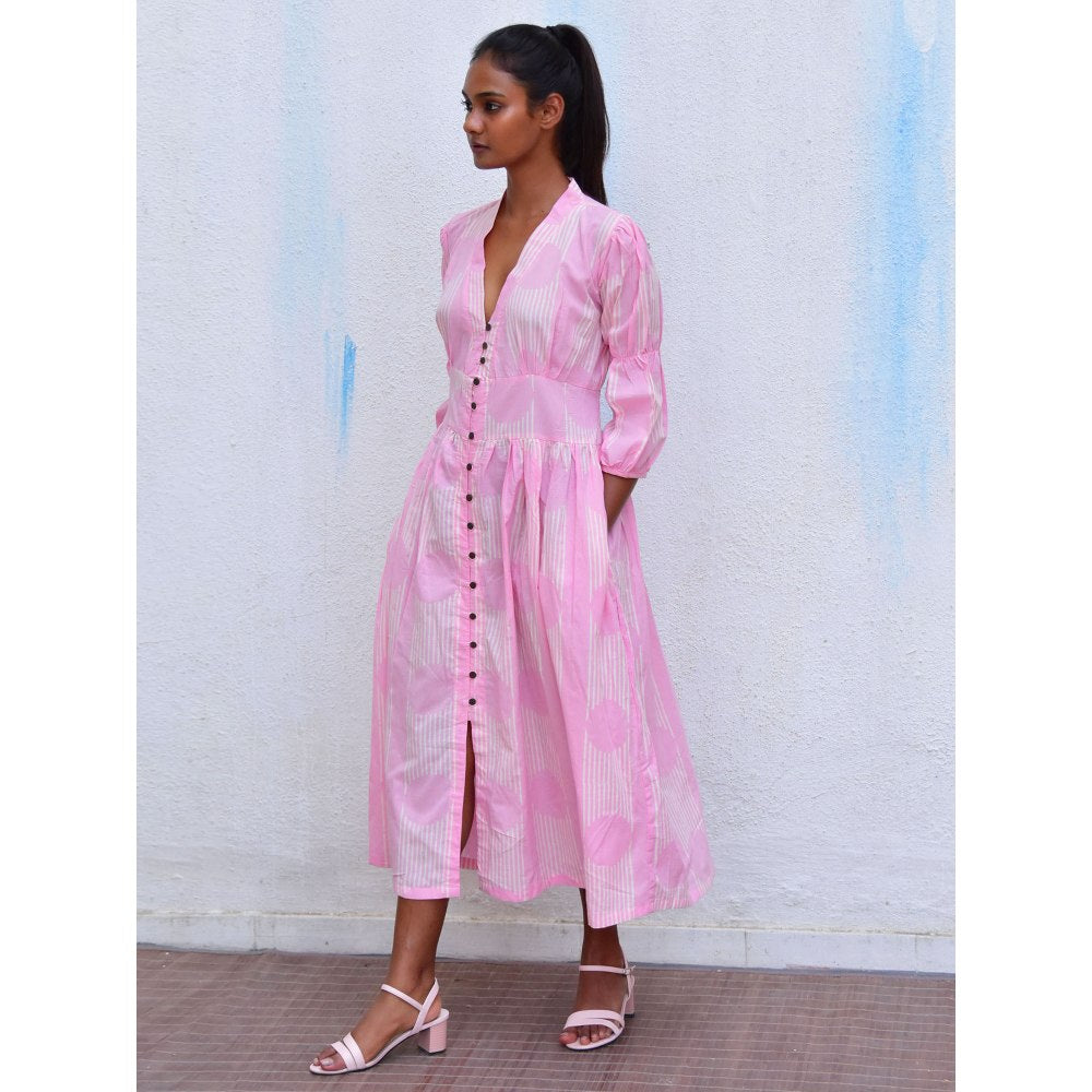 Chidiyaa Smell of Rain Cheri Phool Hand Block Printed Cotton Dress