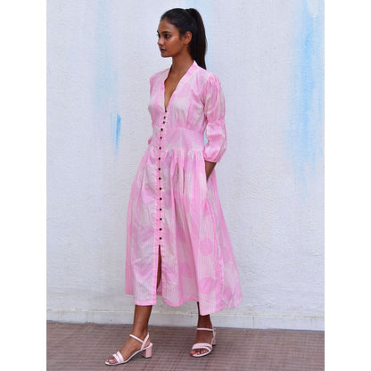 Chidiyaa Smell of Rain Cheri Phool Hand Block Printed Cotton Dress