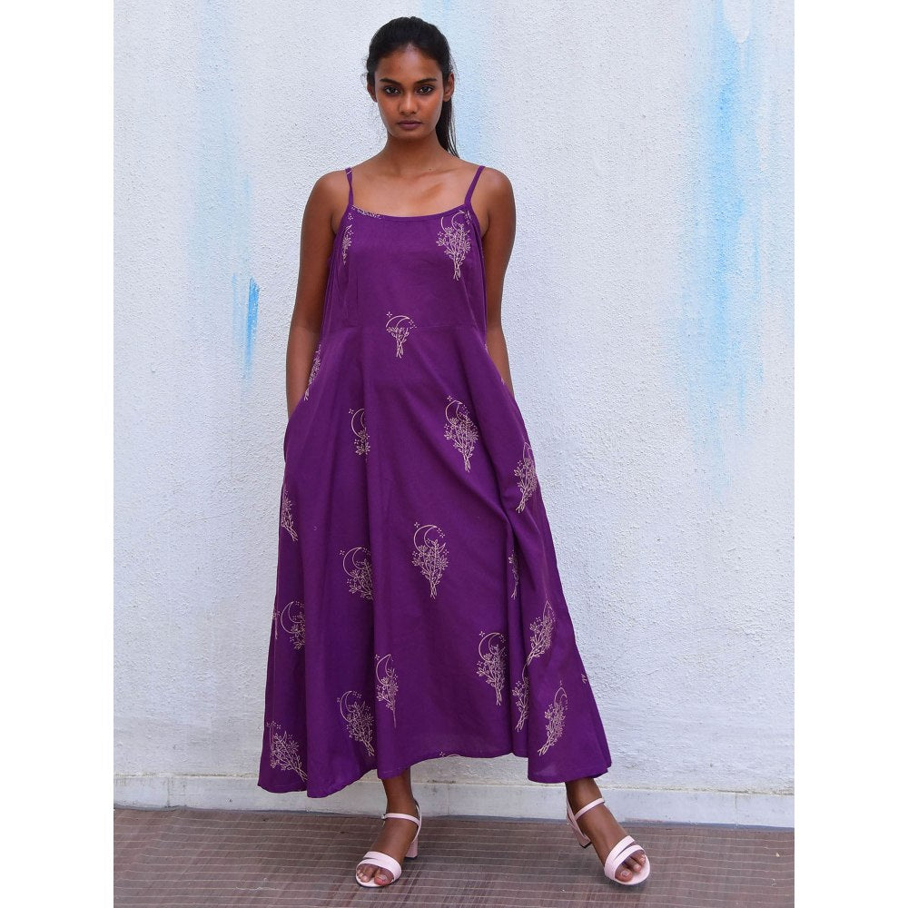 Chidiyaa Smell of Rain Guldasta Hand Block Printed Cotton Dress