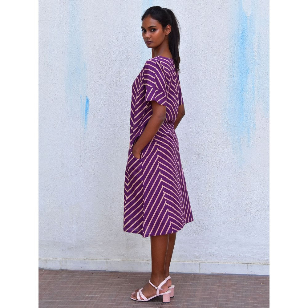 Chidiyaa Smell of Rain Mulberry Hand Block Printed Cotton Dress