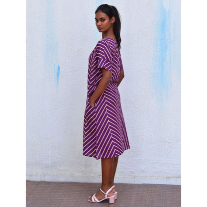 Chidiyaa Smell of Rain Mulberry Hand Block Printed Cotton Dress