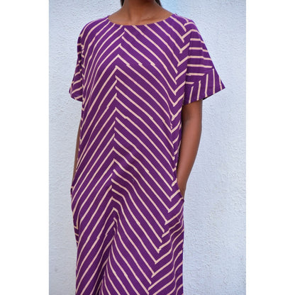 Chidiyaa Smell of Rain Mulberry Hand Block Printed Cotton Dress