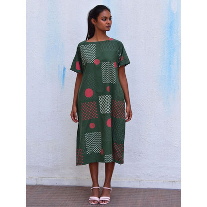 Chidiyaa Smell of Rain Agatha Mind Hand Block Printed Cotton Dress