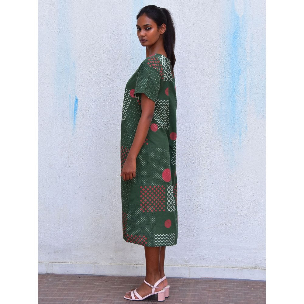 Chidiyaa Smell of Rain Agatha Mind Hand Block Printed Cotton Dress