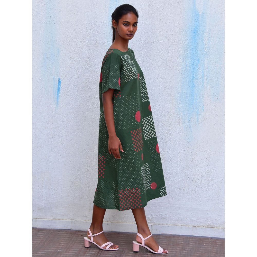 Chidiyaa Smell of Rain Agatha Mind Hand Block Printed Cotton Dress