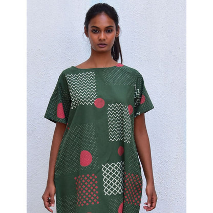 Chidiyaa Smell of Rain Agatha Mind Hand Block Printed Cotton Dress