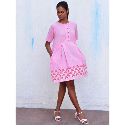 Chidiyaa Smell of Rain Sadru Bagh Hand Block Printed Cotton Dress