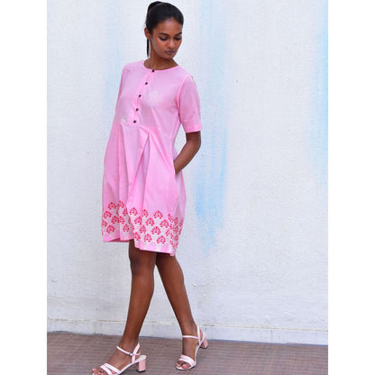 Chidiyaa Smell of Rain Sadru Bagh Hand Block Printed Cotton Dress