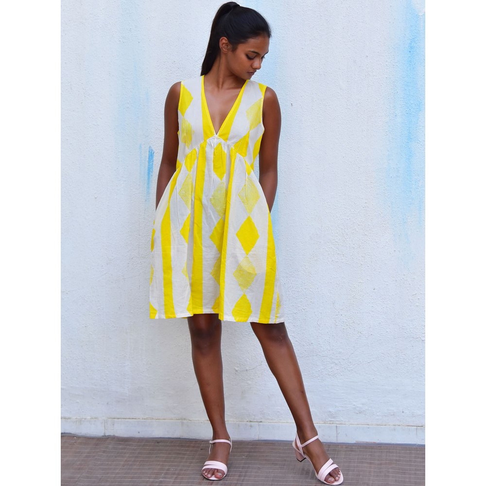 Chidiyaa Smell of Rain Panjim Hand Block Printed Cotton Dress