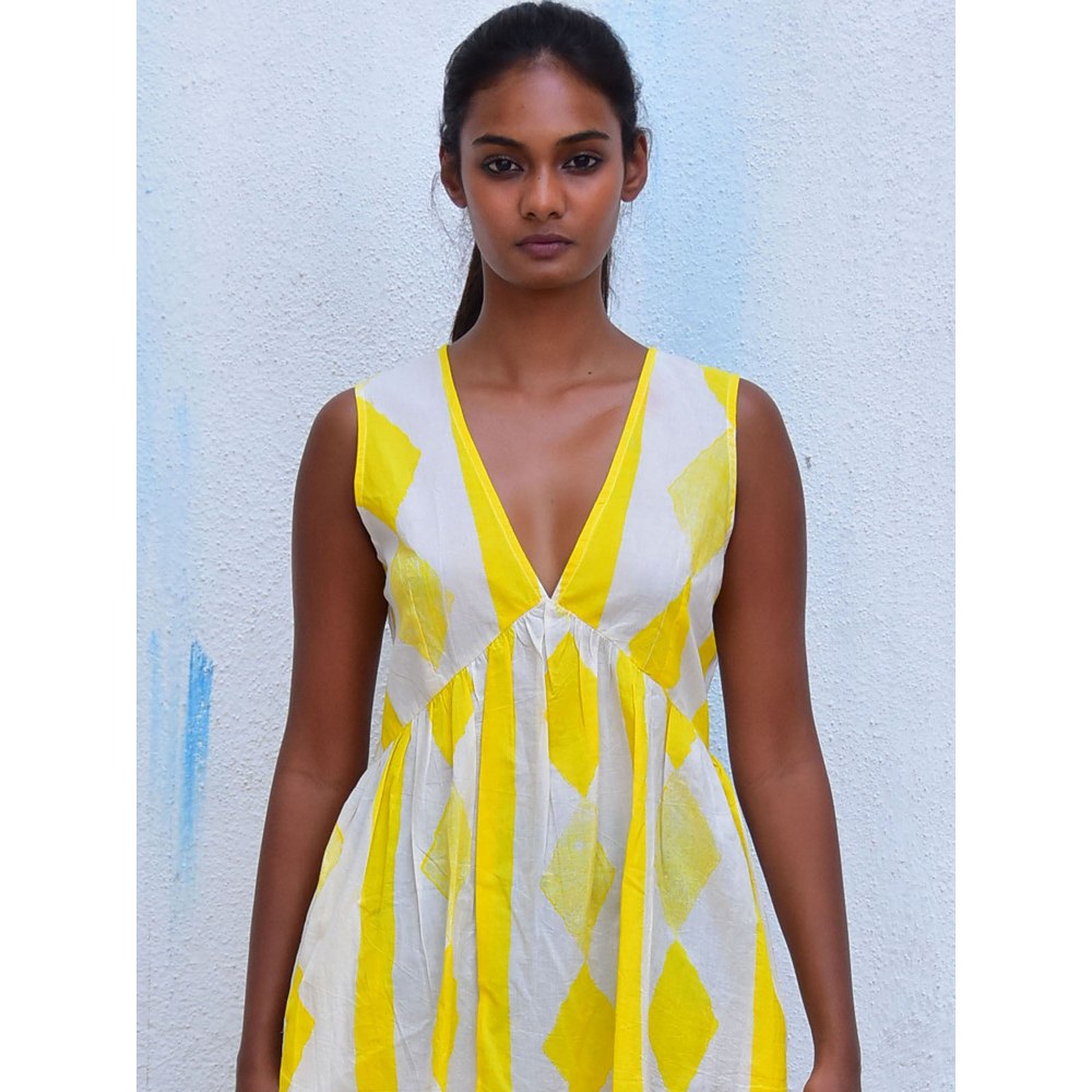 Chidiyaa Smell of Rain Panjim Hand Block Printed Cotton Dress