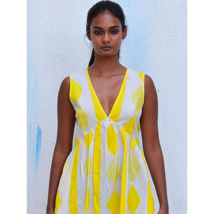 Chidiyaa Smell of Rain Panjim Hand Block Printed Cotton Dress