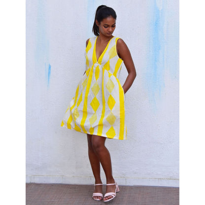Chidiyaa Smell of Rain Panjim Hand Block Printed Cotton Dress