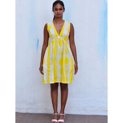 Chidiyaa Smell of Rain Panjim Hand Block Printed Cotton Dress