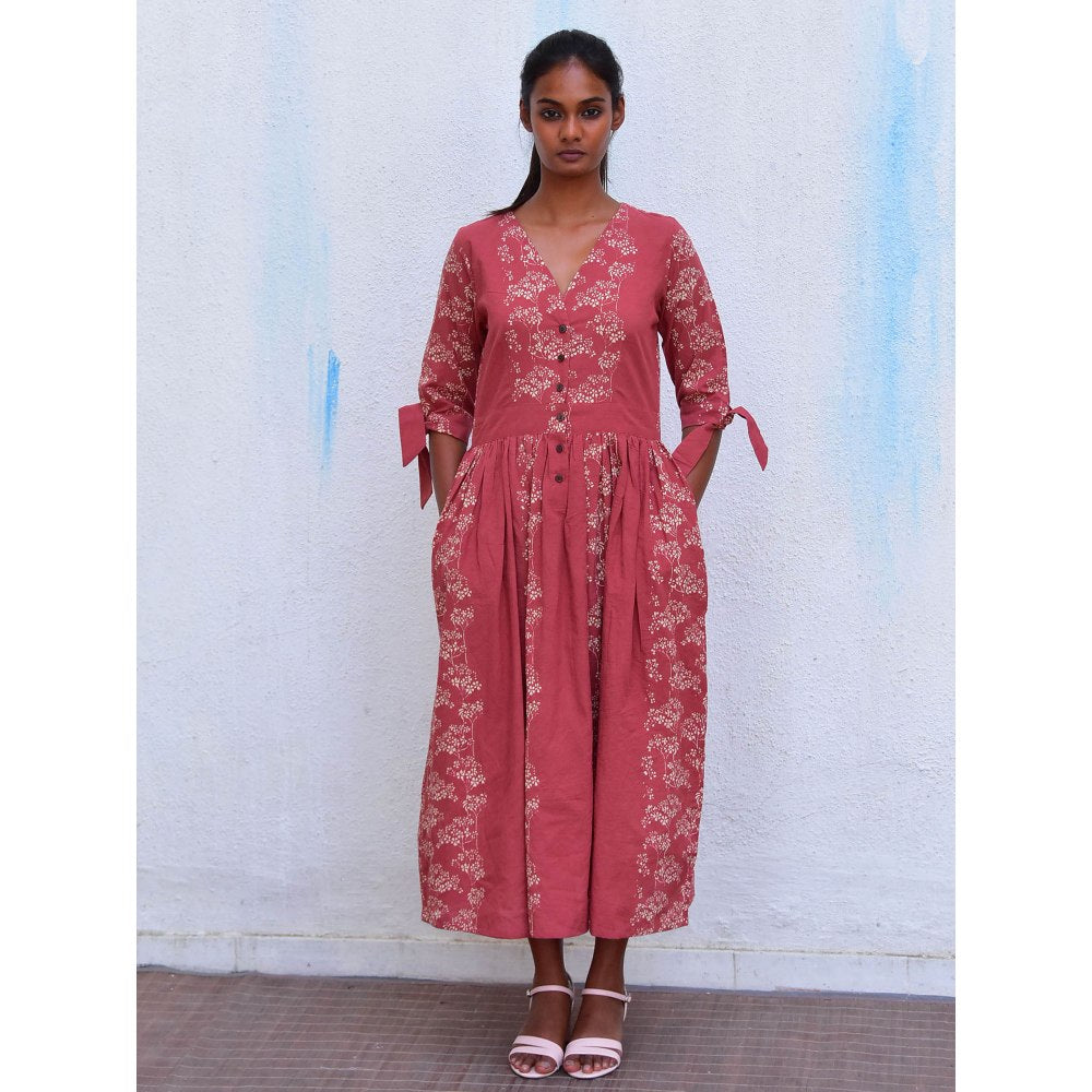 Chidiyaa Smell of Rain Lovers' Ode Hand Block Printed Cotton Dress