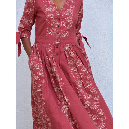 Chidiyaa Smell of Rain Lovers' Ode Hand Block Printed Cotton Dress
