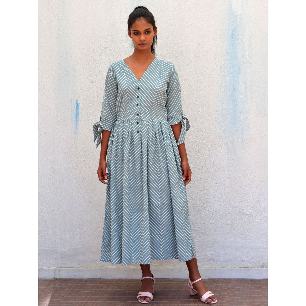 Chidiyaa Smell of Rain Tundra Hand Block Printed Cotton Dress