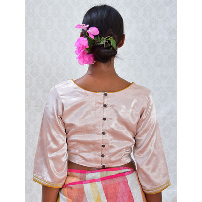 Chidiyaa Bougainvillea Pink Sunshine Hand Embroidered Mashru Silk Blouse