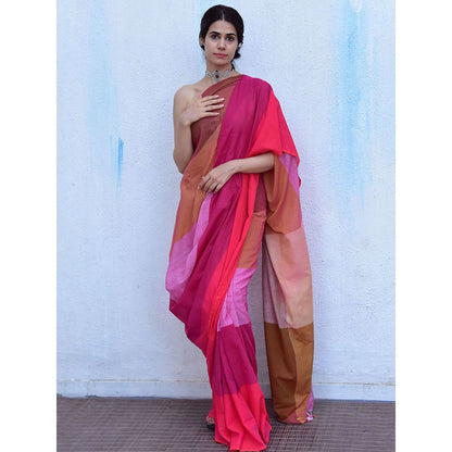 Chidiyaa Leela Fuschia Handwoven Cotton Saree with Unstitched Blouse