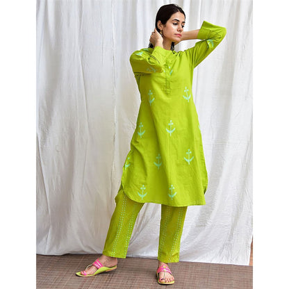 Chidiyaa Smell of Rain Pakhi Handblockprinted Cotton Kurta Set Of 2