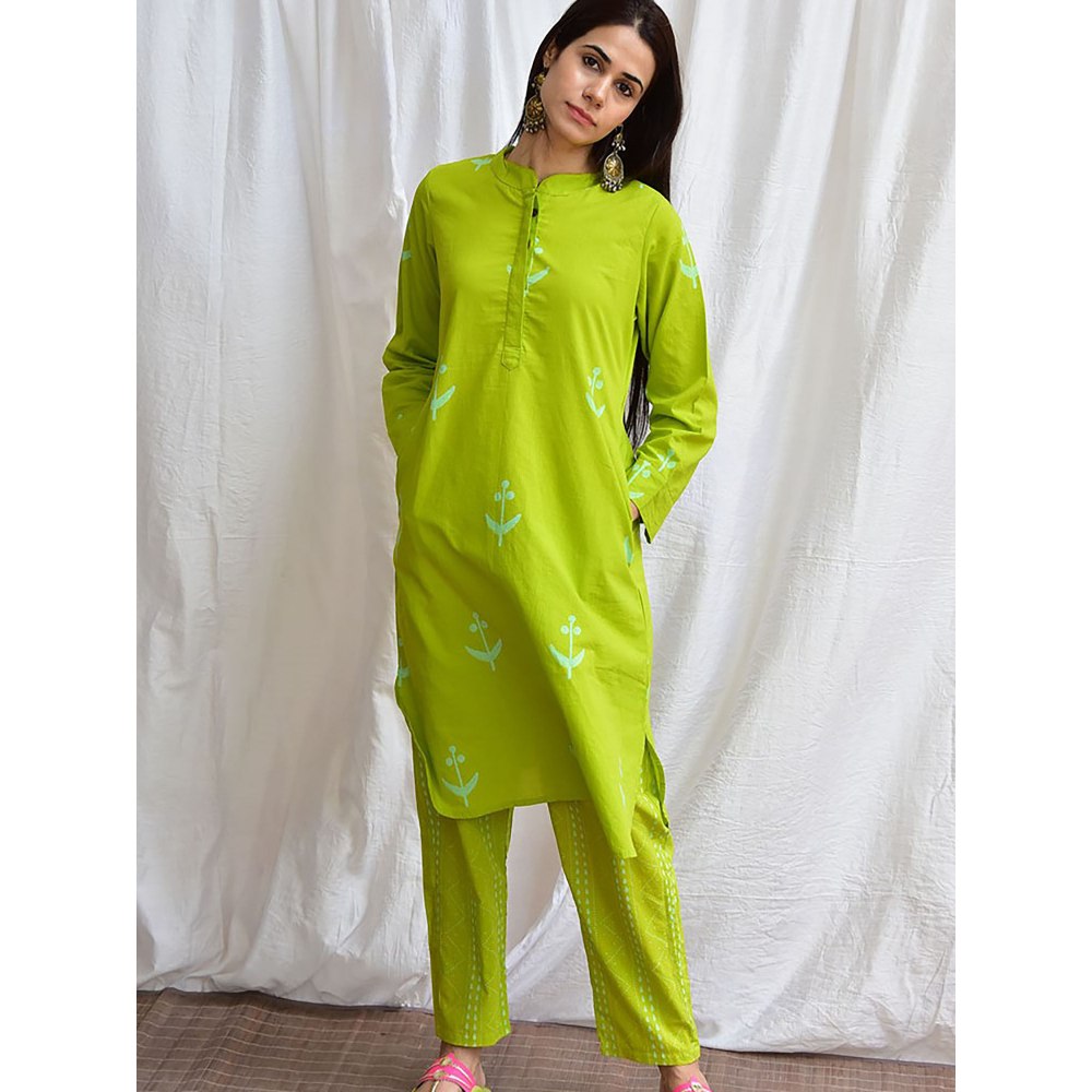 Chidiyaa Smell of Rain Pakhi Handblockprinted Cotton Kurta Set Of 2