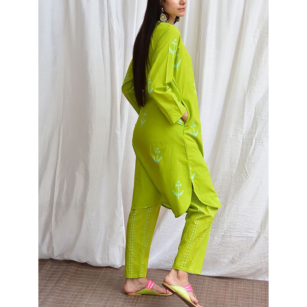 Chidiyaa Smell of Rain Pakhi Handblockprinted Cotton Kurta Set Of 2