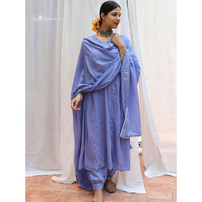 Chidiyaa Jugnu Shine Blue Mulmul Cotton Kurta Pants with Dupatta (Set of 3)