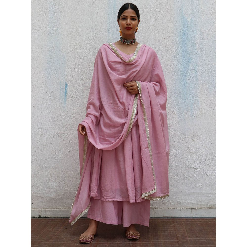 Chidiyaa Jugnu Tarang Pink Mulmul Cotton Kurta Pants with Dupatta (Set of 3)