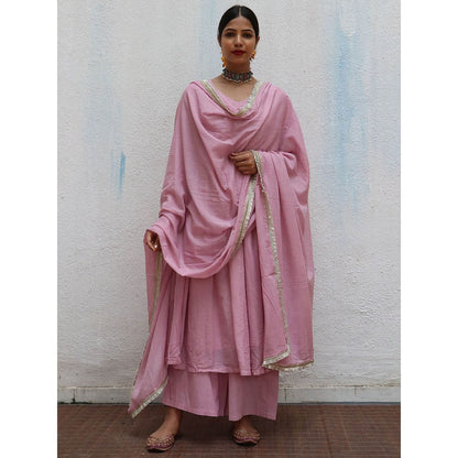 Chidiyaa Jugnu Tarang Pink Mulmul Cotton Kurta Pants with Dupatta (Set of 3)