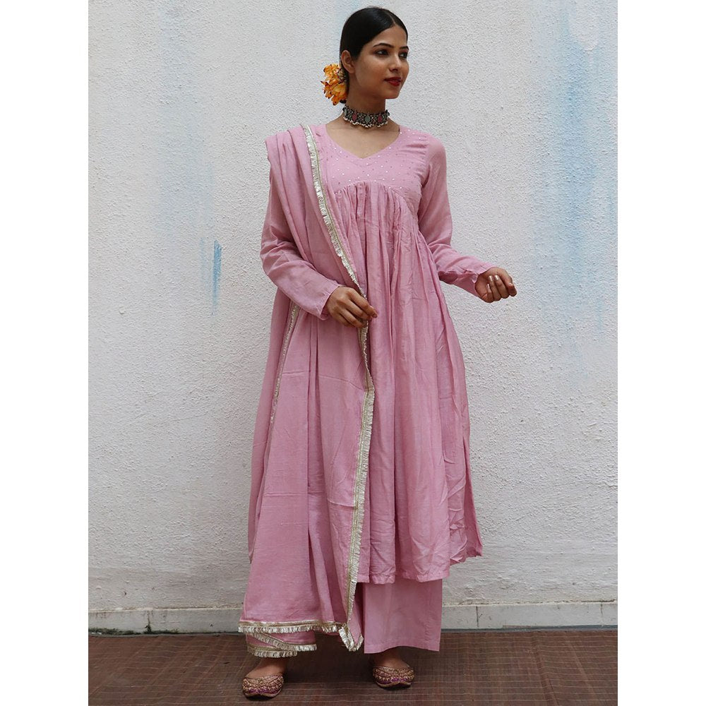 Chidiyaa Jugnu Tarang Pink Mulmul Cotton Kurta Pants with Dupatta (Set of 3)