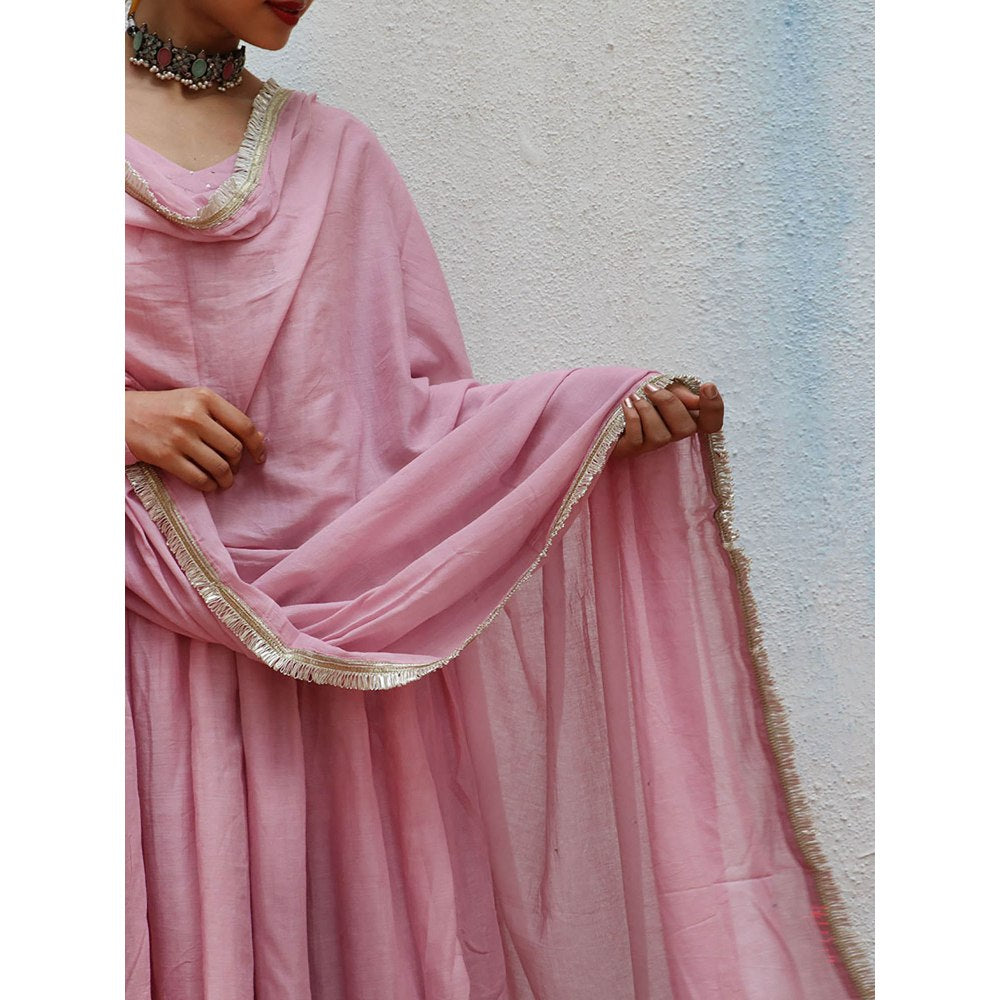 Chidiyaa Jugnu Tarang Pink Mulmul Cotton Kurta Pants with Dupatta (Set of 3)