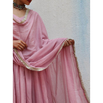 Chidiyaa Jugnu Tarang Pink Mulmul Cotton Kurta Pants with Dupatta (Set of 3)