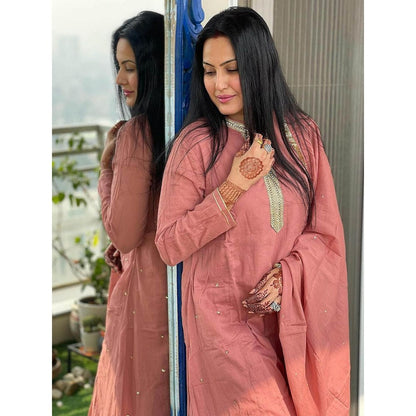 Chidiyaa Jugnu Shami Rose Mulmul Cotton Kurta Pants with Dupatta (Set of 3)