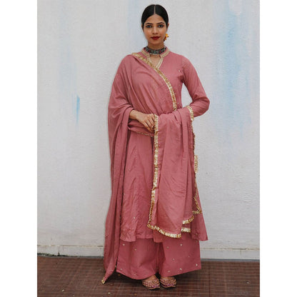 Chidiyaa Jugnu Shami Rose Mulmul Cotton Kurta Pants with Dupatta (Set of 3)