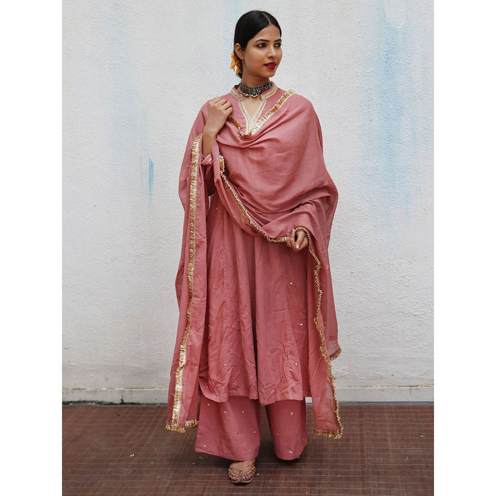 Chidiyaa Jugnu Shami Rose Mulmul Cotton Kurta Pants with Dupatta (Set of 3)