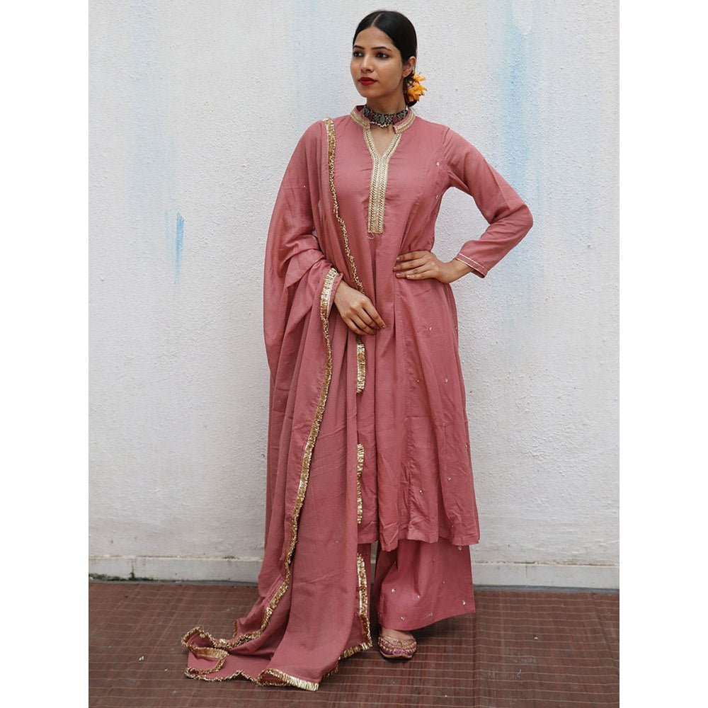 Chidiyaa Jugnu Shami Rose Mulmul Cotton Kurta Pants with Dupatta (Set of 3)