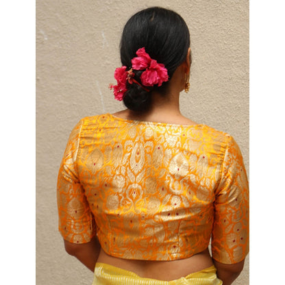 Chidiyaa Thread of Gold Poppy Yellow Brocade Blouse
