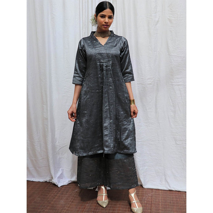 Chidiyaa Shyamali Handwoven Cotton Zari Kurta & Palazzo (Set of 2)