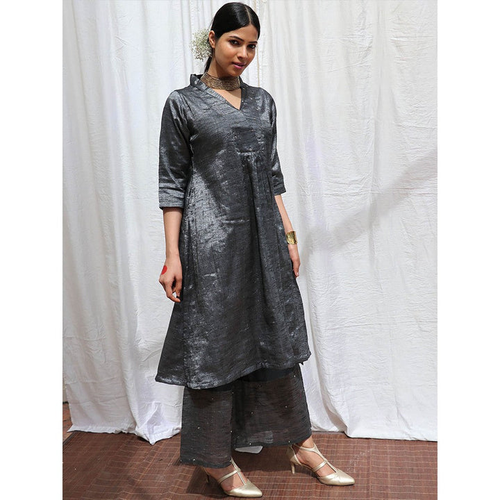 Chidiyaa Shyamali Handwoven Cotton Zari Kurta & Palazzo (Set of 2)