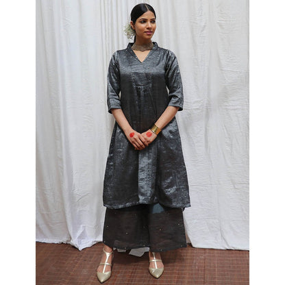 Chidiyaa Shyamali Handwoven Cotton Zari Kurta & Palazzo (Set of 2)