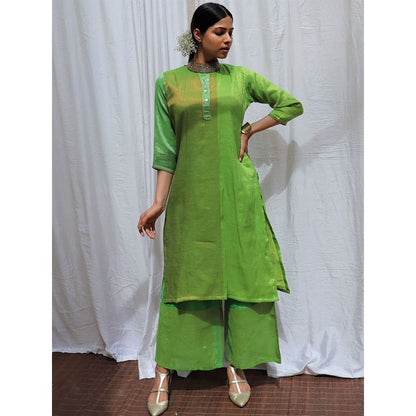 Chidiyaa Heera Handwoven Cotton Zari Kurta & Palazzo (Set of 2)