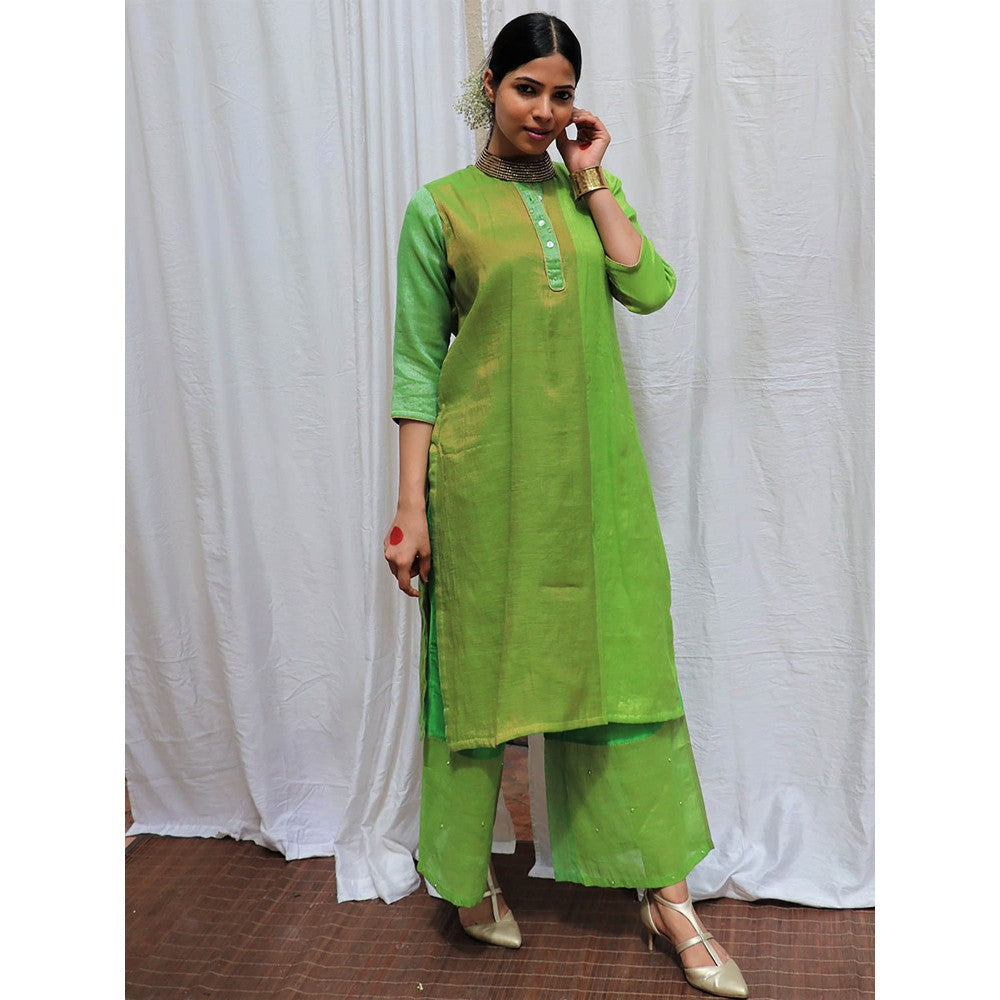 Chidiyaa Heera Handwoven Cotton Zari Kurta & Palazzo (Set of 2)