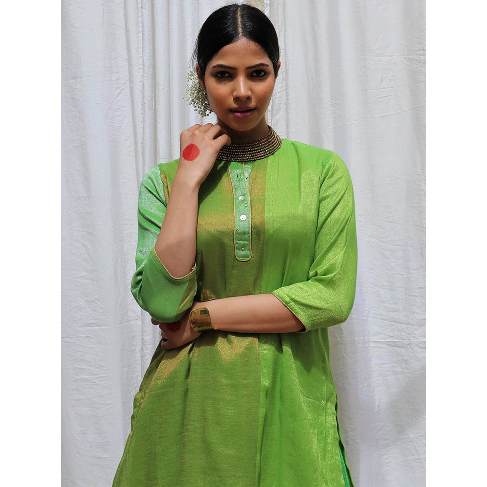 Chidiyaa Heera Handwoven Cotton Zari Kurta & Palazzo (Set of 2)