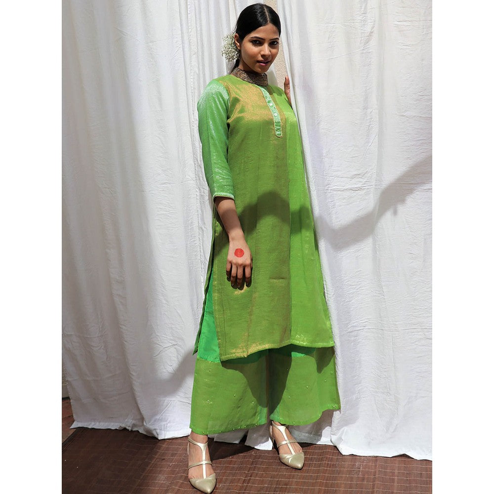 Chidiyaa Heera Handwoven Cotton Zari Kurta & Palazzo (Set of 2)