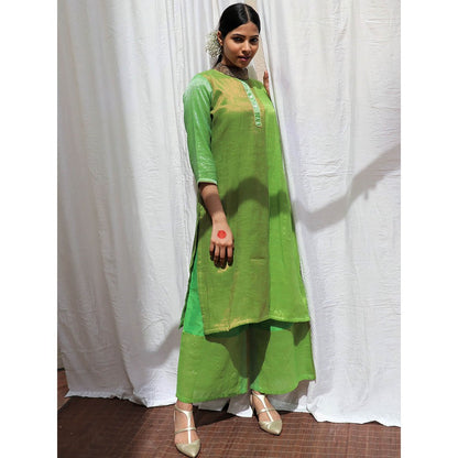 Chidiyaa Heera Handwoven Cotton Zari Kurta & Palazzo (Set of 2)